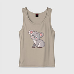 Майка женская хлопок Cute koala, цвет: миндальный