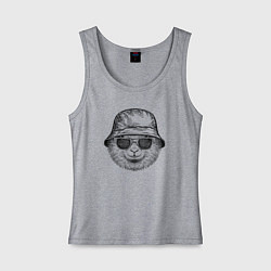 Майка женская хлопок Ягненок в панаме, цвет: меланж