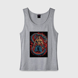 Майка женская хлопок Боец и синий дракон, цвет: меланж