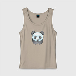 Майка женская хлопок Маленькая забавная панда, цвет: миндальный