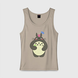 Майка женская хлопок Totoro game, цвет: миндальный