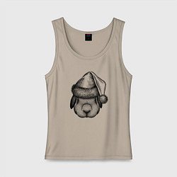 Женская майка Заяц в новогоднем колпаке