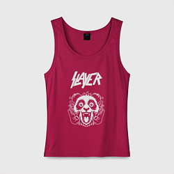 Майка женская хлопок Slayer rock panda, цвет: маджента
