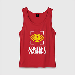 Майка женская хлопок Content Warning logo, цвет: красный