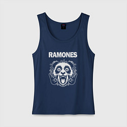 Майка женская хлопок Ramones rock panda, цвет: тёмно-синий