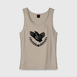 Майка женская хлопок Вайолет Эвергарден руки, цвет: миндальный