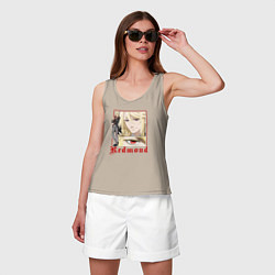 Майка женская хлопок Темный дворецкий Эдгар Редмонд, цвет: миндальный — фото 2