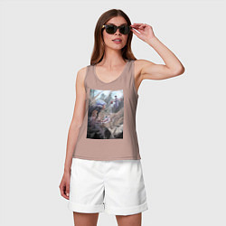 Майка женская хлопок Магическая битва Сатору Годзё Сукуна Рёмэн, цвет: пыльно-розовый — фото 2