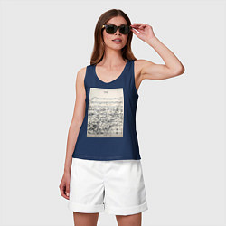 Майка женская хлопок Страшный сон музыканта - хаос нот, цвет: тёмно-синий — фото 2