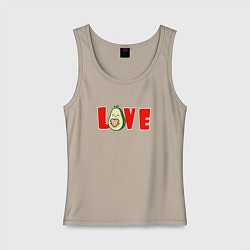 Майка женская хлопок Любовь к авокадо, цвет: миндальный