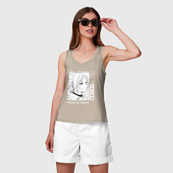 Майка женская хлопок Взгляд Фрирен - Sousou no Frieren, цвет: миндальный — фото 2