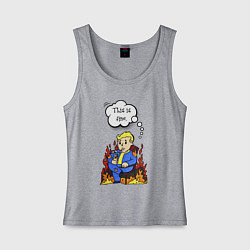 Женская майка Vault boy in the fire