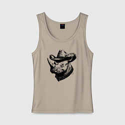 Женская майка Носорог ковбой