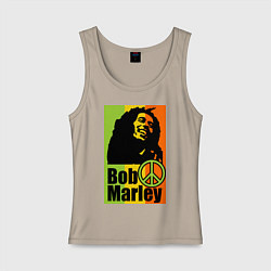 Майка женская хлопок Bob Marley: Jamaica, цвет: миндальный