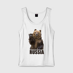Майка женская хлопок Russia: Poly Bear, цвет: белый