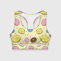 Топик спортивный женский Сладкие пончики, цвет: 3D-принт