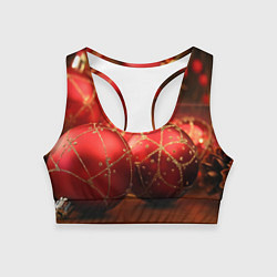 Топик спортивный женский Красные украшения, цвет: 3D-принт