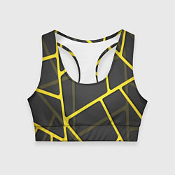 Топик спортивный женский Желтая сетка, цвет: 3D-принт
