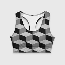 Топик спортивный женский Серые грани, цвет: 3D-принт