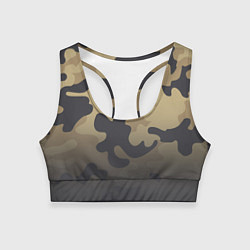 Топик спортивный женский Camouflage Khaki, цвет: 3D-принт