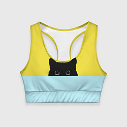 Топик спортивный женский Черный котик, цвет: 3D-принт