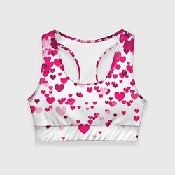 Топик спортивный женский Сердца розовые падают, цвет: 3D-принт