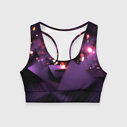 Женский спортивный топ Фиолетовая абстракция с блестками