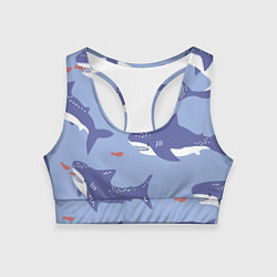 Топик спортивный женский Акулий косяк, цвет: 3D-принт