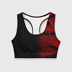 Топик спортивный женский RED BLACK MILITARY CAMO, цвет: 3D-принт