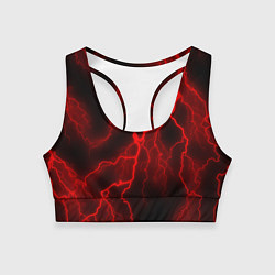 Топик спортивный женский МОЛНИЯ RED NEON, цвет: 3D-принт