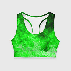 Топик спортивный женский ОГОНЬ GREEN NEON, цвет: 3D-принт