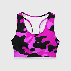 Топик спортивный женский Цветной камуфляж, цвет: 3D-принт