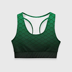 Топик спортивный женский Узор зеленая чешуя дракон, цвет: 3D-принт