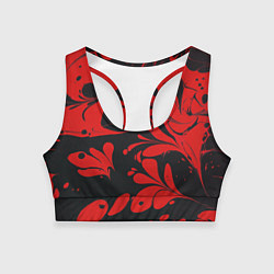 Топик спортивный женский Красный Мрамор, цвет: 3D-принт