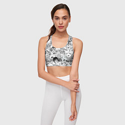 Топик спортивный женский Ahegao monochrome, цвет: 3D-принт — фото 2