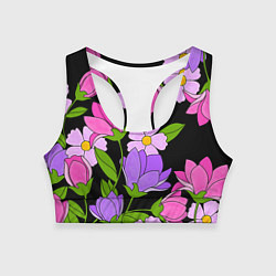 Топик спортивный женский Ночные цветы, цвет: 3D-принт