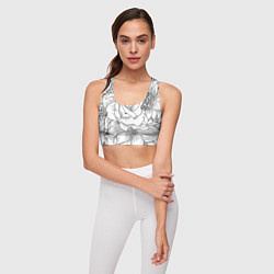 Топик спортивный женский Тату цветы, цвет: 3D-принт — фото 2