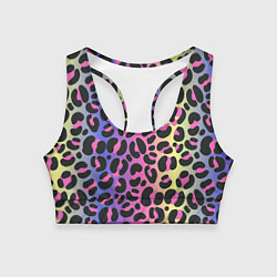 Топик спортивный женский Neon Leopard Pattern, цвет: 3D-принт