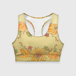 Топик спортивный женский Подсолнухи тыквы, цвет: 3D-принт