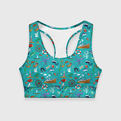 Топик спортивный женский Морские обитатели, цвет: 3D-принт