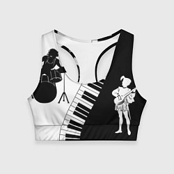 Топик спортивный женский Черно Белое пианино, цвет: 3D-принт