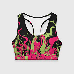 Топик спортивный женский Черно малиновый абстрактный, цвет: 3D-принт