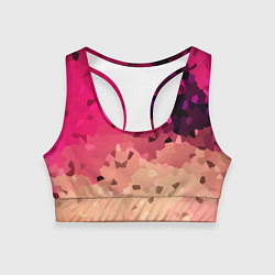 Топик спортивный женский Бежево-малиновый абстрактный, цвет: 3D-принт