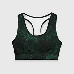 Топик спортивный женский Темно-зеленый мраморный узор, цвет: 3D-принт