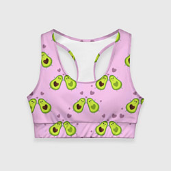 Топик спортивный женский Любовь Авокадиков, цвет: 3D-принт