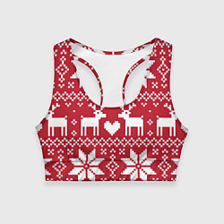 Топик спортивный женский Рождественские олени, цвет: 3D-принт