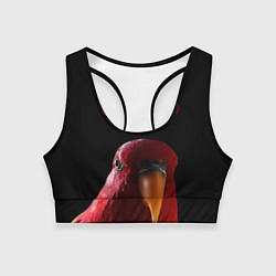 Топик спортивный женский Красный попугай Red parrot, цвет: 3D-принт