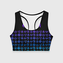 Топик спортивный женский GENSHIN IMPACT ЭМБЛЕМЫ NEON, цвет: 3D-принт