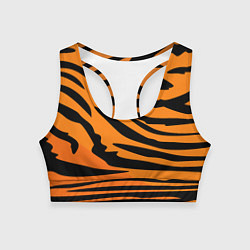 Топик спортивный женский Шкура шерсть тигра, цвет: 3D-принт