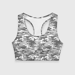 Топик спортивный женский Серый Военный Камуфляж, цвет: 3D-принт